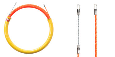 配線工事をスムーズに!収納ケース付で持ち運びも簡単な30m通線ワイヤーを1月16日に発売 接触抵抗が少ないツイスト形状で取り回しがしやすいポリエステルファイバーを採用した電気工事やLAN配線に便利な通線ワイヤー