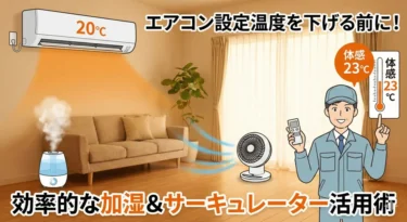 エアコンの設定温度を1度下げる前に！電気工事士が実践する「効率的な加湿」と「サーキュレーター」活用術