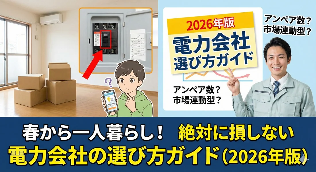 春から一人暮らし！契約アンペアって何？絶対に損しない電力会社の選び方ガイド（2026年版）